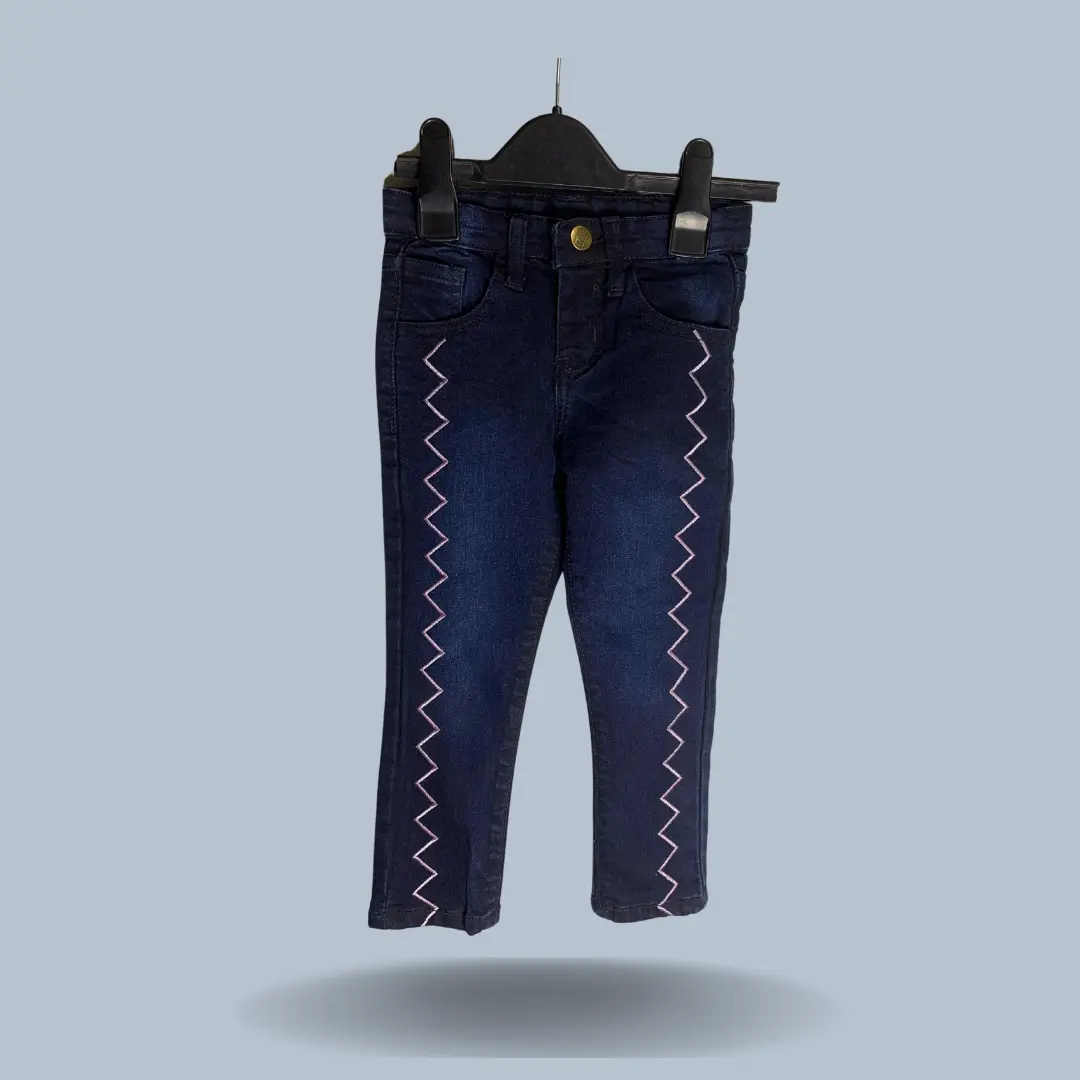 Stylish Embroidered Dark Blue Jeans